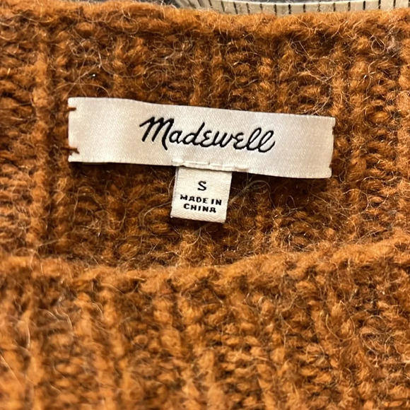 Madewell Saddle Brown boatneck cable knit sweater size small - Picture 10 of 12